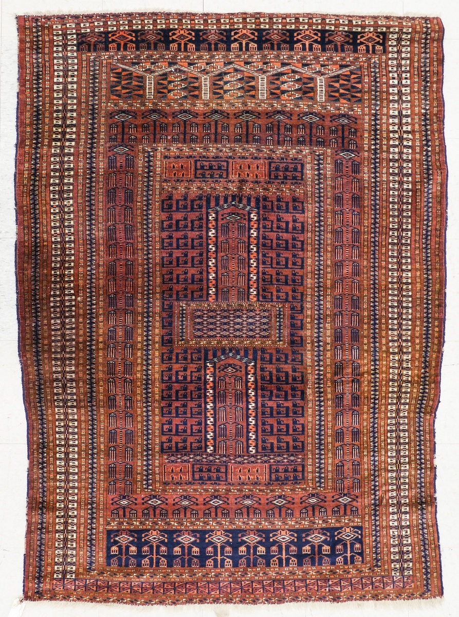 Appraisal: Semi Antique Turkmen Prayer Oriental Rug ' ''x ' ''