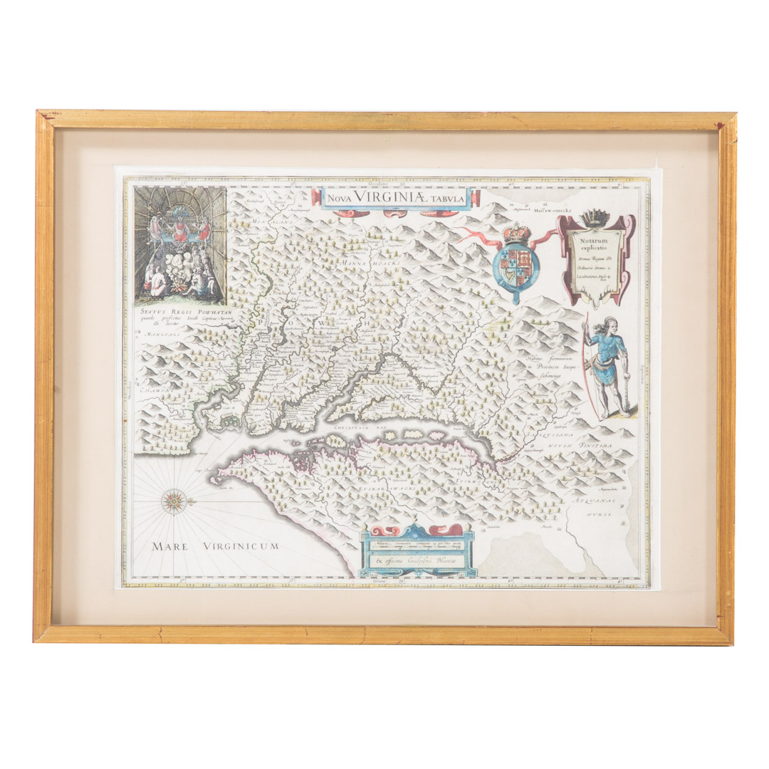 Appraisal: Willem Blaeu Virginia map Dutch - Nova Virginnae Tabvla sic