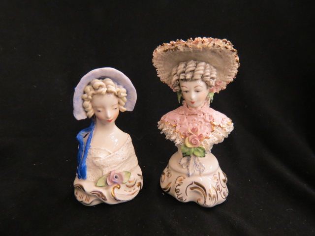 Appraisal: Corday Pottery Busts of Ladies fancy lacework hats to