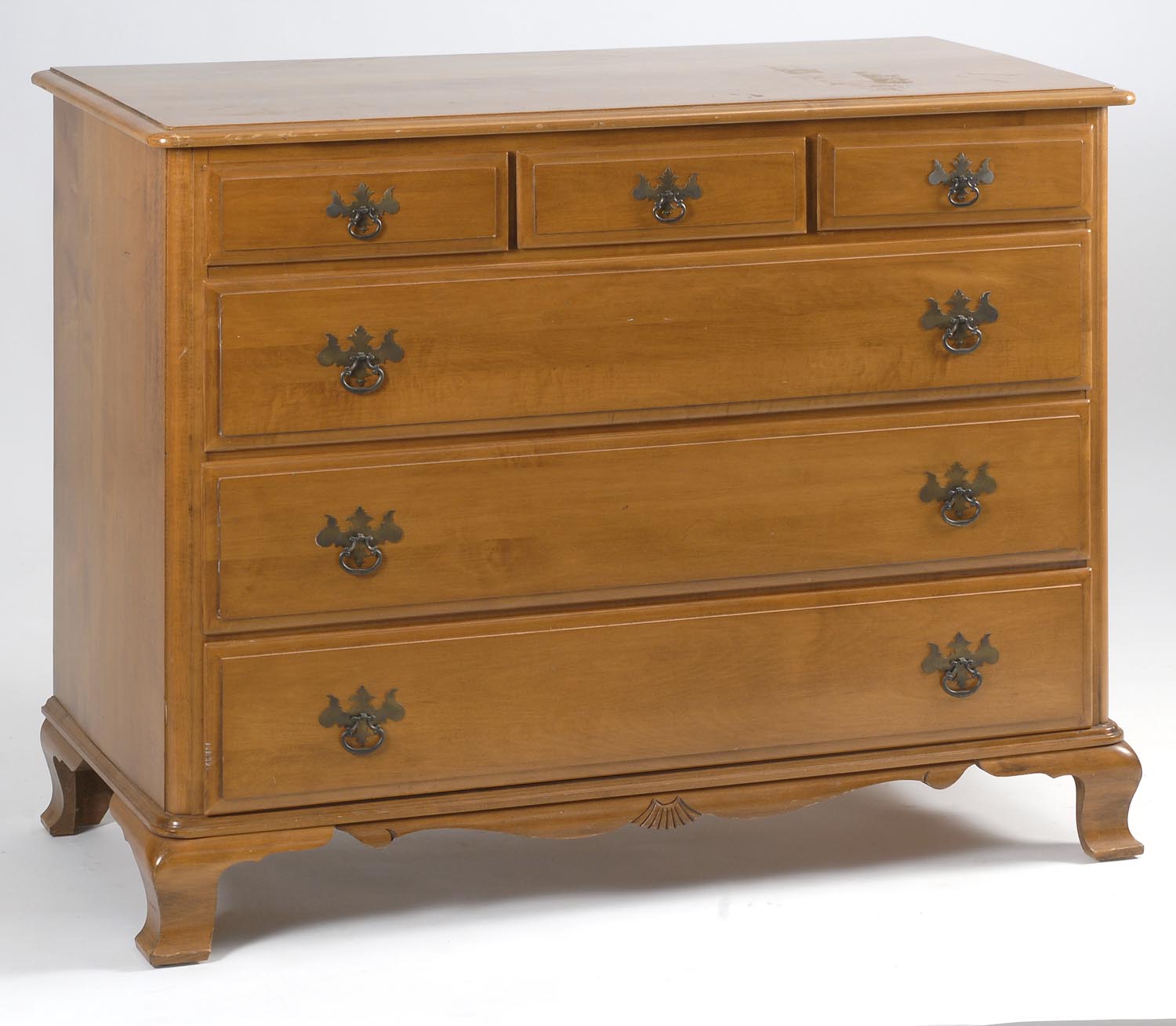 Appraisal: ROCK MAPLE CHIPPENDALE-STYLE CHEST together with a tall Chippendale-style mirror