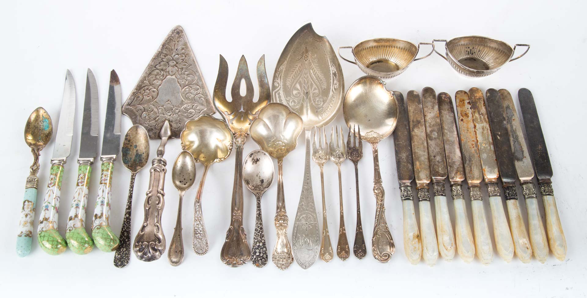 Appraisal: American sterling silver flatware serving pieces comprising items notably Warner