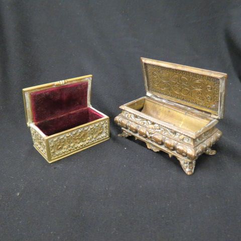 Appraisal: Victorian Brass Dresser Boxes rococo designs x x