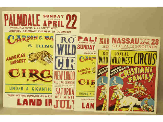 Appraisal: Collection of vintage circus posters including Carson and Barnes and