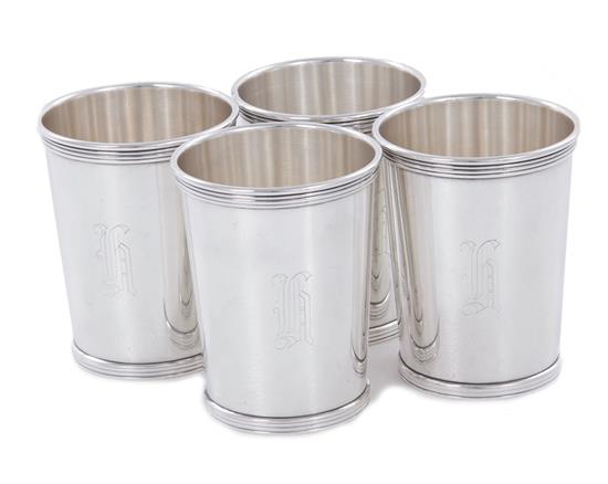 Appraisal: American sterling julep cup set International pattern - - engraved