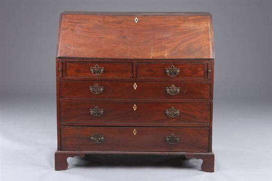 Appraisal: GEORGE III MAHOGANY SLANT-FRONT DESK Late th early th century