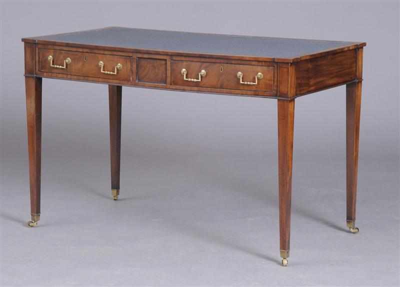 Appraisal: GEORGE III BRASS-MOUNTED MAHOGANY WRITING TABLE The top with outset