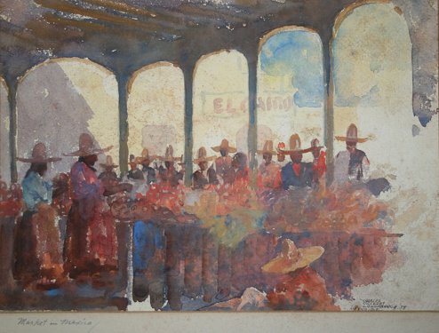 Appraisal: LONGABAUGH Charles Oglesby American - ''Market in Mexico'' W C