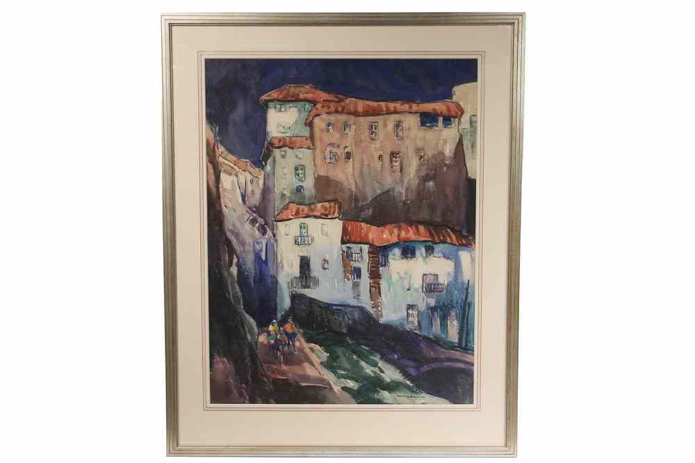 Appraisal: WATERCOLOR - 'In Ondarroa Spain' by George Elmer Browne N