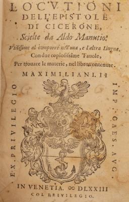 Appraisal: Manutius Paulus Locutioni Dell'Epistole Di Cicerone mo Venice