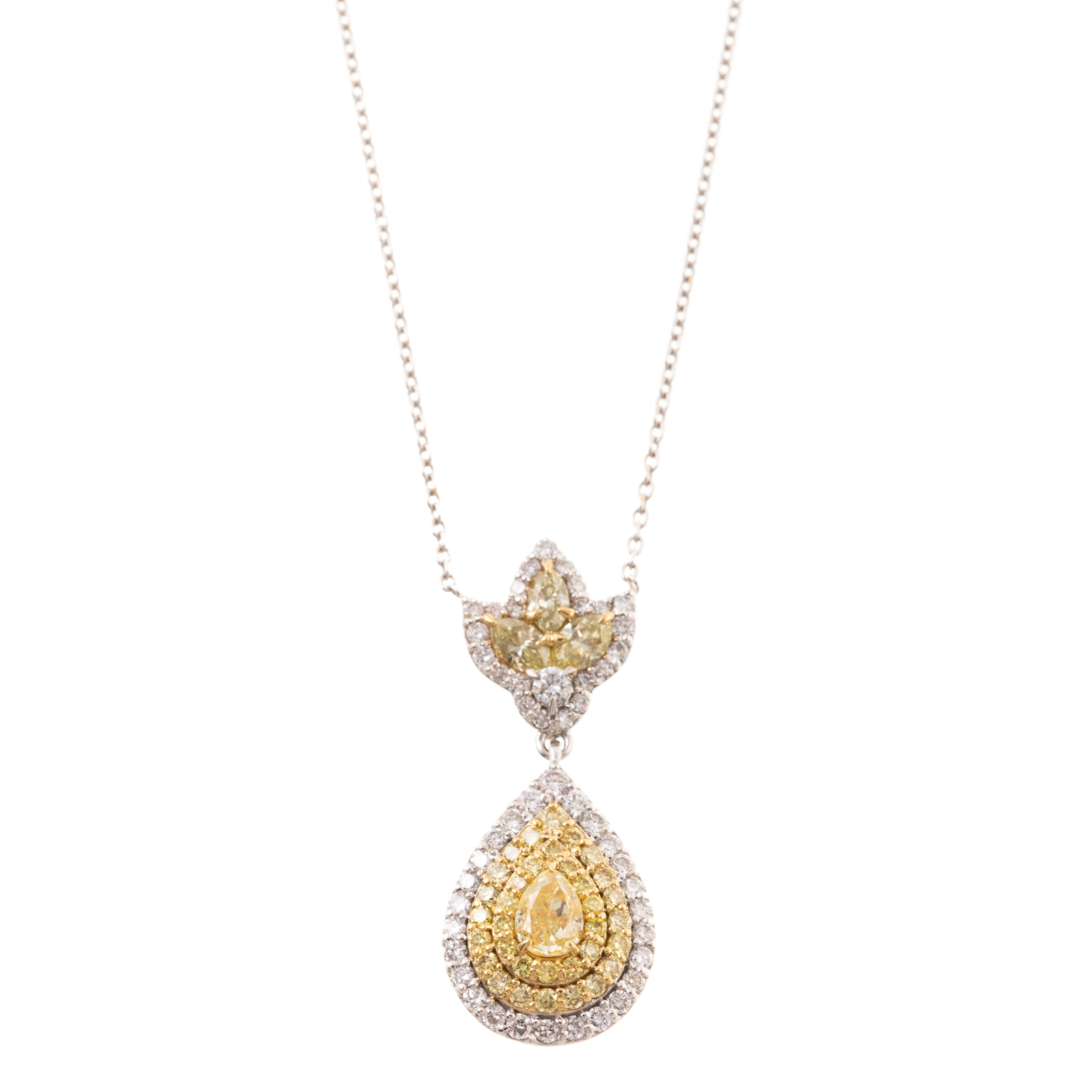 Appraisal: A PEAR-SHAPE YELLOW DIAMOND PENDANT IN K K white gold