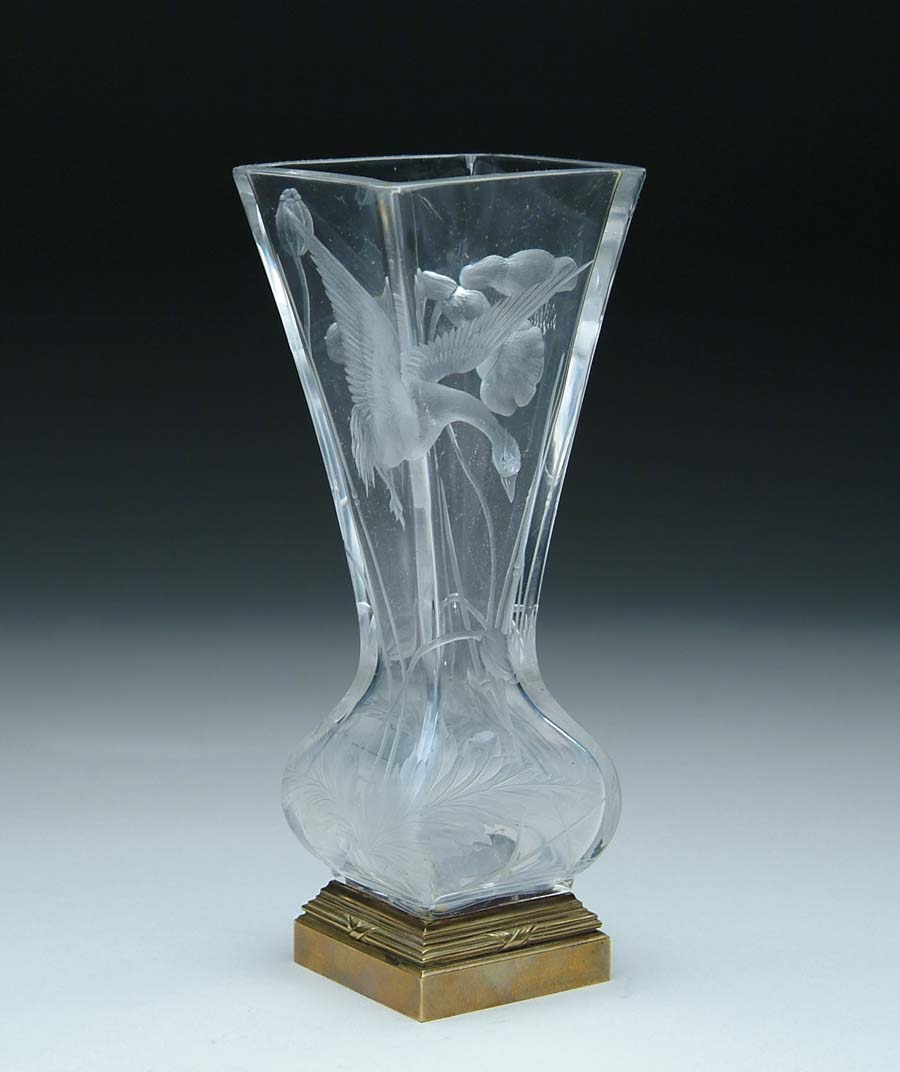 Appraisal: INTAGLIO CUT CRYSTAL VASE Exceptionally fine crystal vase has intaglio