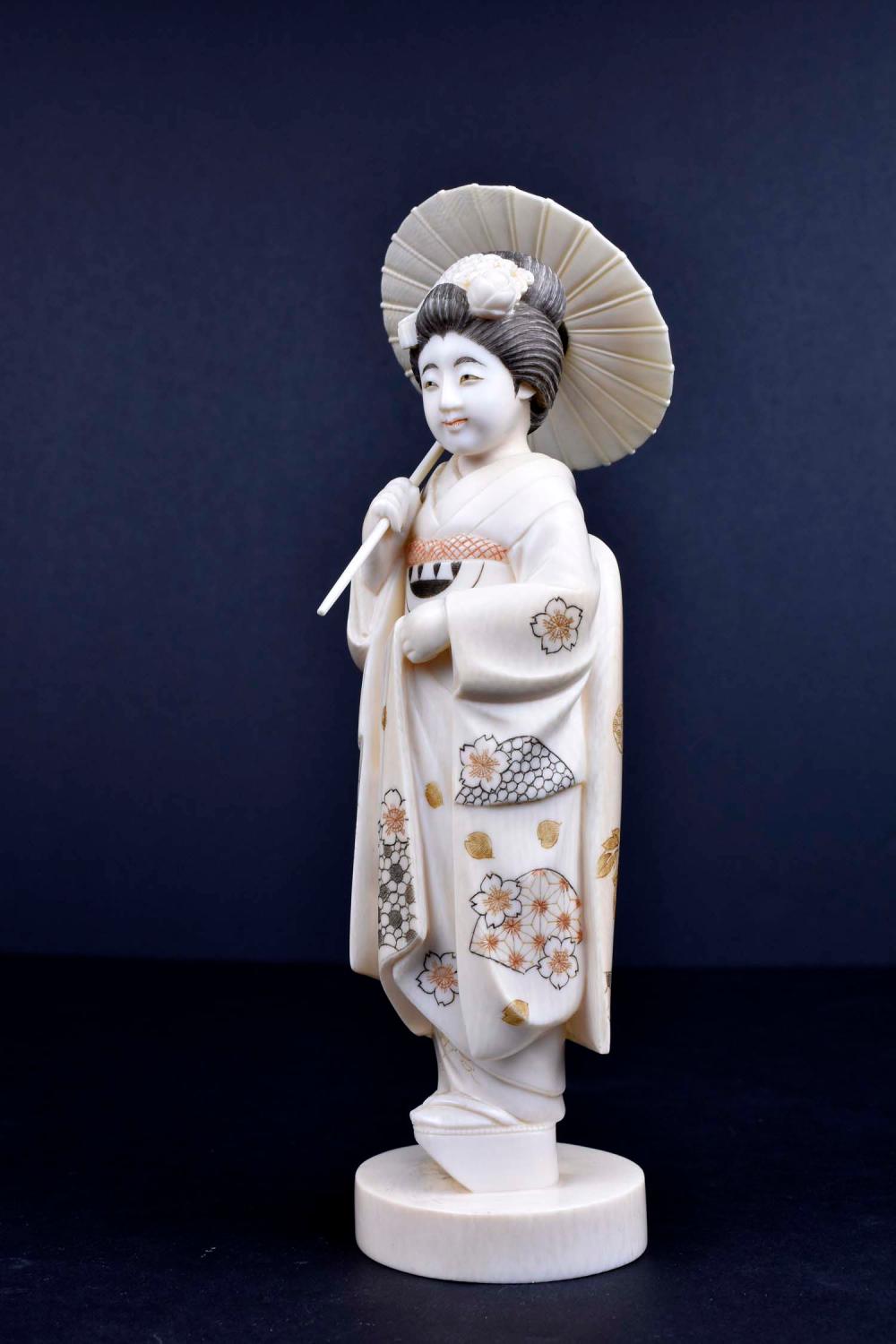 Appraisal: JAPANESE OKIMONO OF A GEISHAMeiji Period Signed Masayuki Wearing an