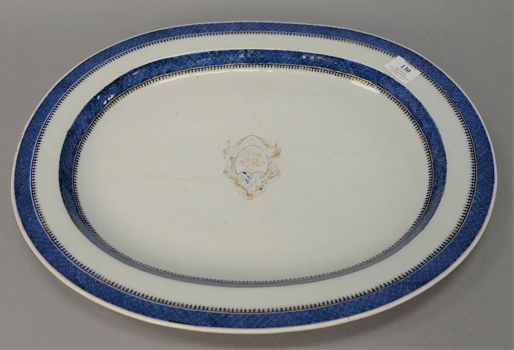 Appraisal: Chinese export deep platter having blue and gold borders and