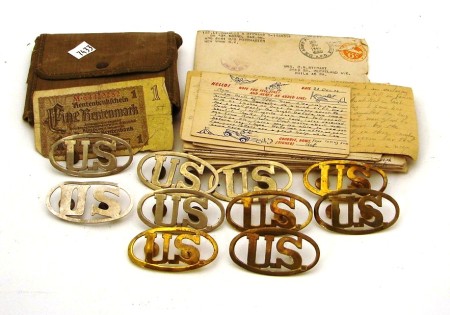 Appraisal: Lot consists of large US in oval metal screwback insignia