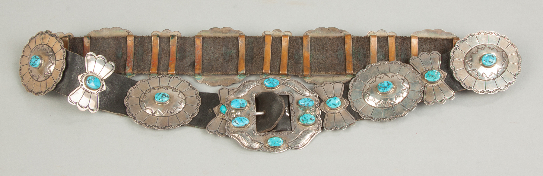 Appraisal: Jimmy Yazzie Navajo Silver Turquoise Belt Sgn Jimmy Yazzie