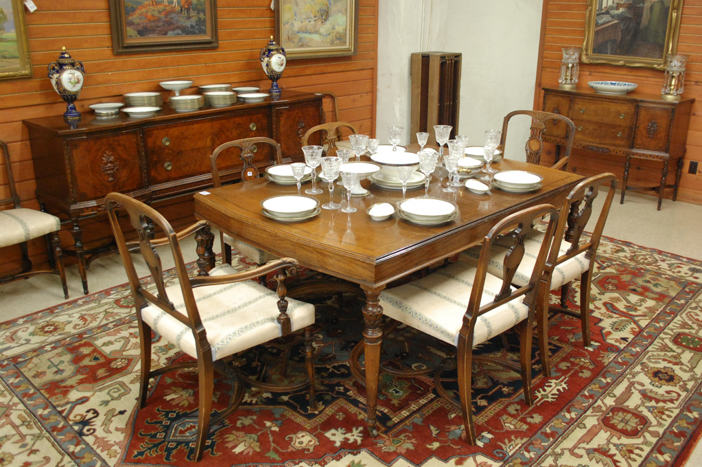 Appraisal: LOUIS XVI STYLE WALNUT BURL WALNUT AND MAHOGANY DINING ROOM