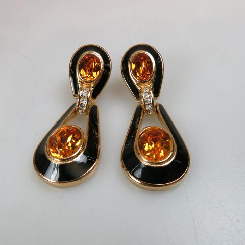 Appraisal: A Pair Of Christian Dior Gold Tone Metal Earrings set