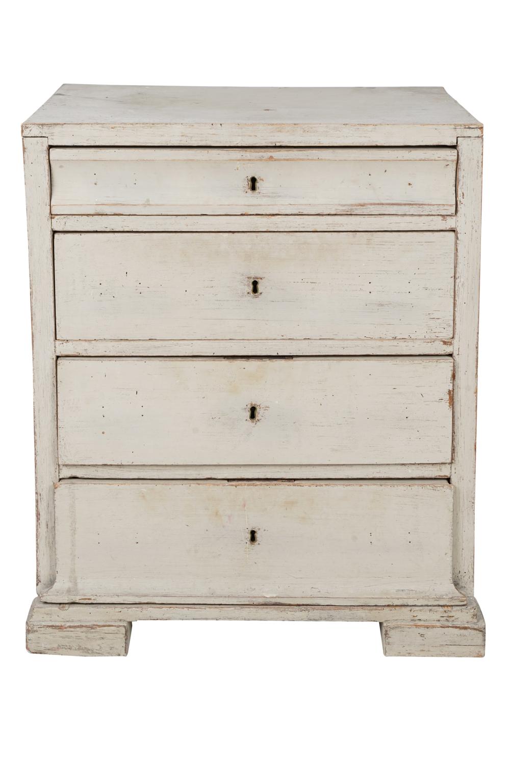 Appraisal: GUSTAVIAN GREY-PAINTED CHEST OF DRAWERShaving four drawers no key inches