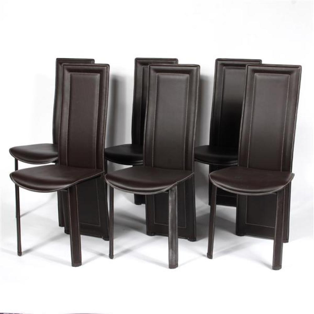 Appraisal: SET OF CONTEMPORARY MODERN ITALIAN DESIGNER LEATHER DINING CHAIRS DARK