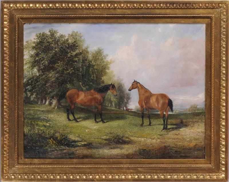 Appraisal: JOHN FREDERICK HERRING TWO BAY HORSES IN A MEADOW Oil