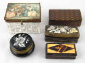 Appraisal: Five various boxes including a tartanware a m o p