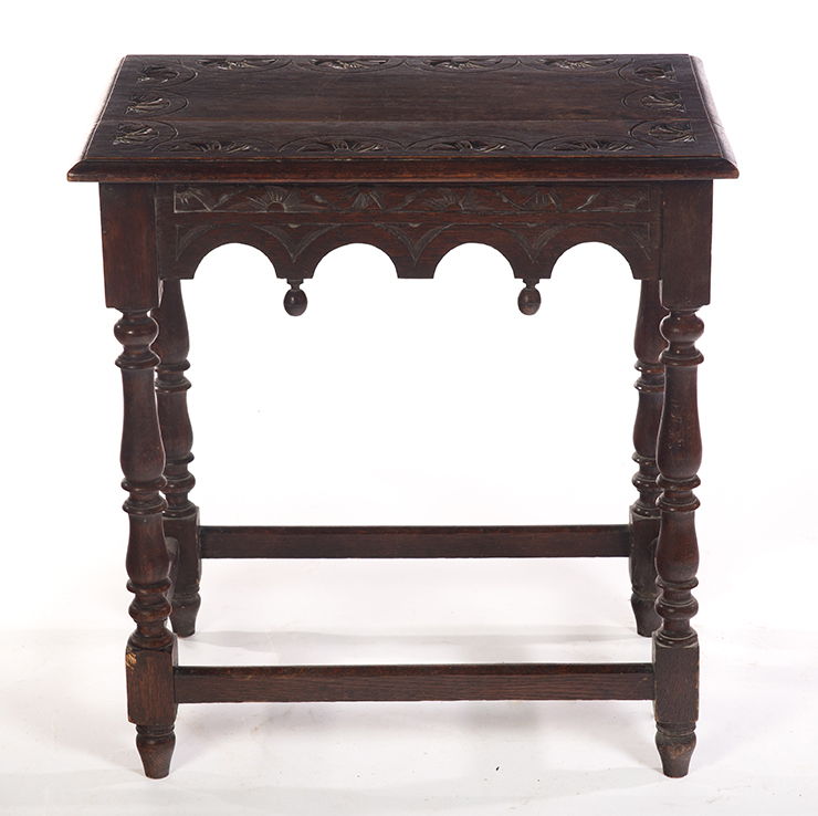 Appraisal: CARVED SIDE TABLE First half- th century Nicely carved top