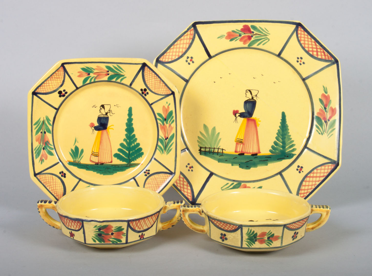 Appraisal: Assorted Hubaudiere tableware pieces comprising dinner plates luncheon plates bouillon