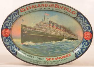 Appraisal: Cleveland and Buffalo Tin Lith Oval Tip Tray Cleveland and