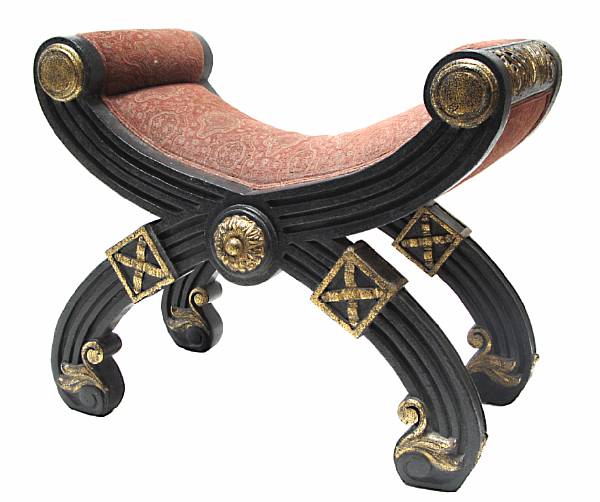 Appraisal: A Neoclassical style parcel gilt and ebonized stool height in