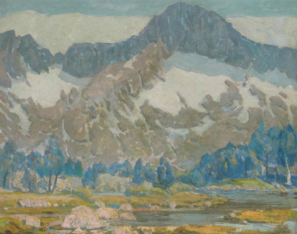 Appraisal: Ralph Holmes - Sierra Mountain landscape Oil on canvas Signed