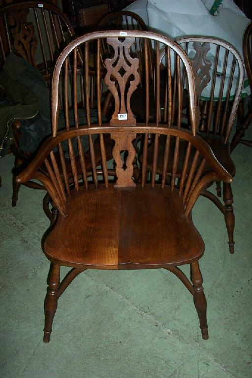 Appraisal: A set of hoop back kitchen chairs with pierced splats