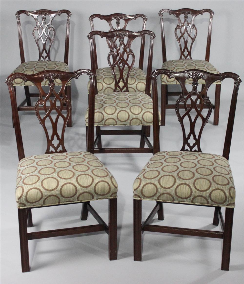 Appraisal: HENKEL HARRIS SET OF SIX CHIPPENDALE STYLE MAHOGANY DINING CHAIRS