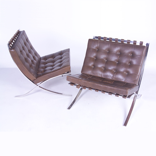 Appraisal: MIES VAN DER ROHE KNOLL Pair of Barcelona chairs with