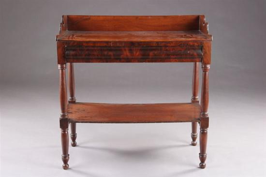 Appraisal: ENGLISH REGENCY SHAVING STAND early th century mahogany Back splash