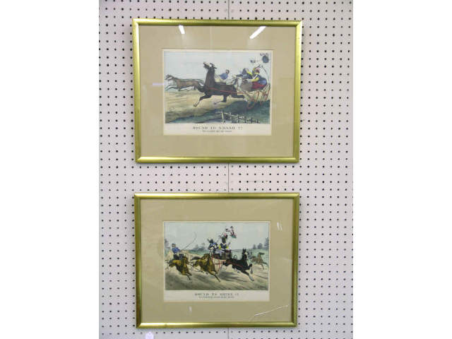 Appraisal: Two Currier amp Ives lithographs Bound to Smash and Bound