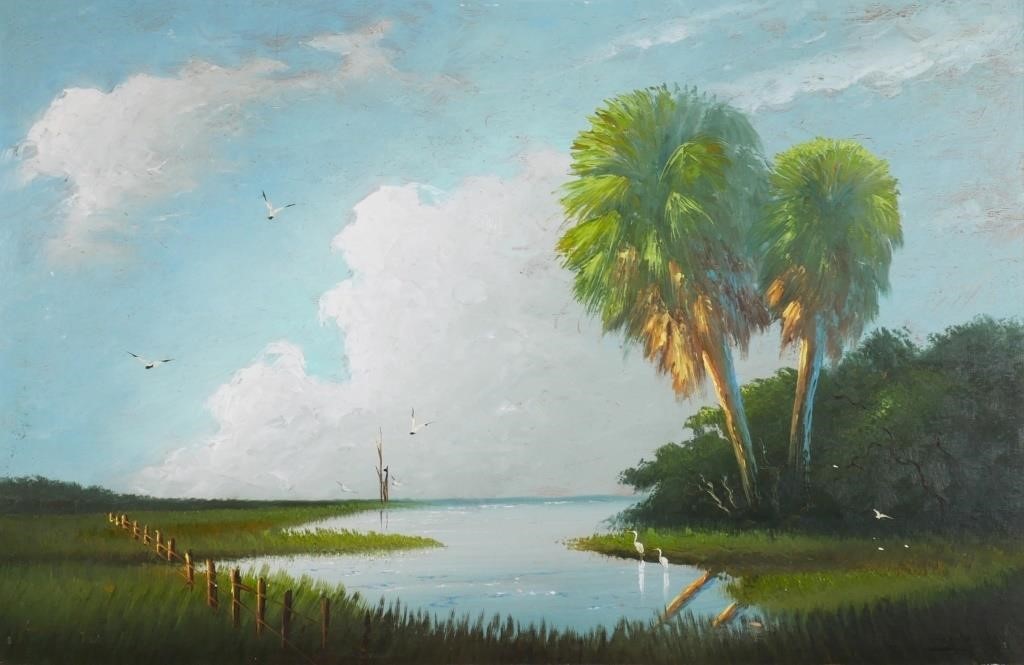 Appraisal: JOHNNY DANIELS HIGHWAYMEN PAINTINGLarge Johnny Daniels American - Florida Highwaymen