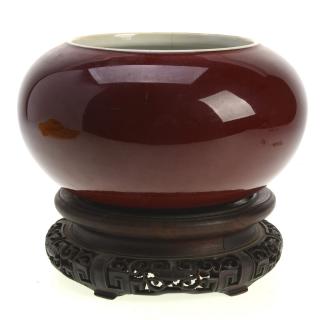 Appraisal: Chinese oxblood glazed porcelain bowl Chinese oxblood glazed porcelain bowl