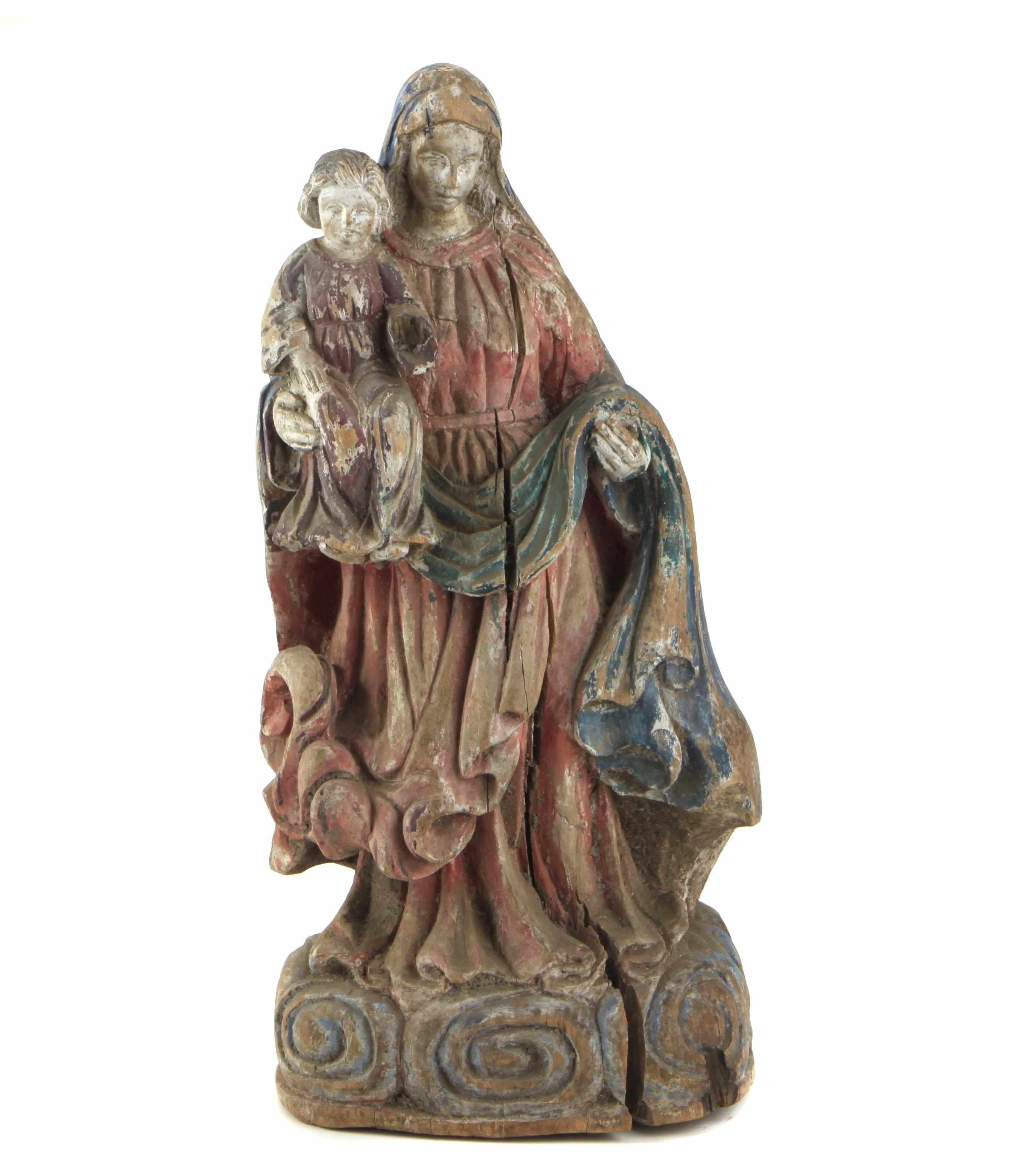 Appraisal: A Spanish Baroque style polychrome decorated figure of the Madonna