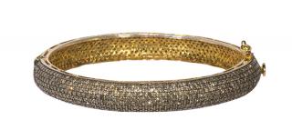 Appraisal: Diamond and sterling silver bangle bracelet Diamond and sterling silver