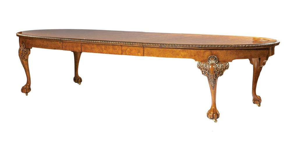 Appraisal: Continental Carved and Inlaid Burl Walnut Banquet Table th c