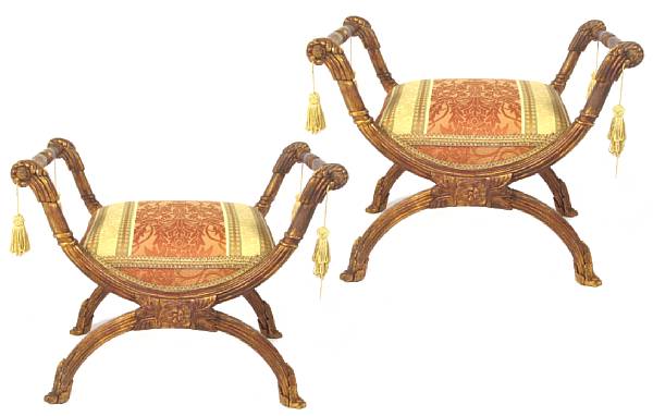 Appraisal: A pair of Italian carved and gilded bronze mounted window