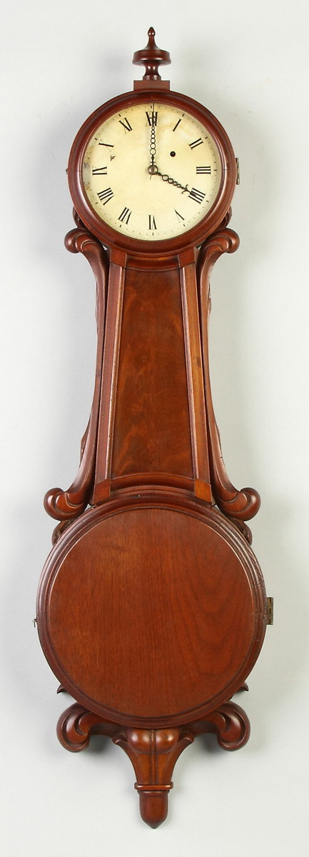 Appraisal: Attr To Lemuel Curtis Wood Front Banjo Girandole Carved figured