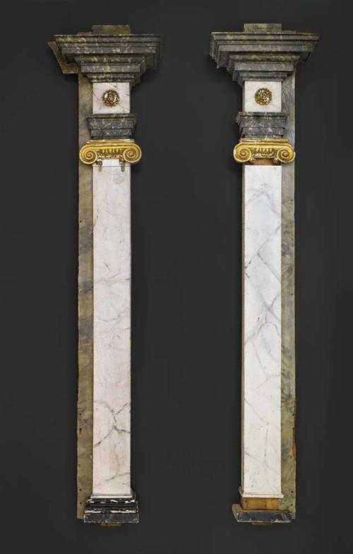 Appraisal: PAIR OF PAINTED PILASTERS Louis XVI style probably Italy Wooden