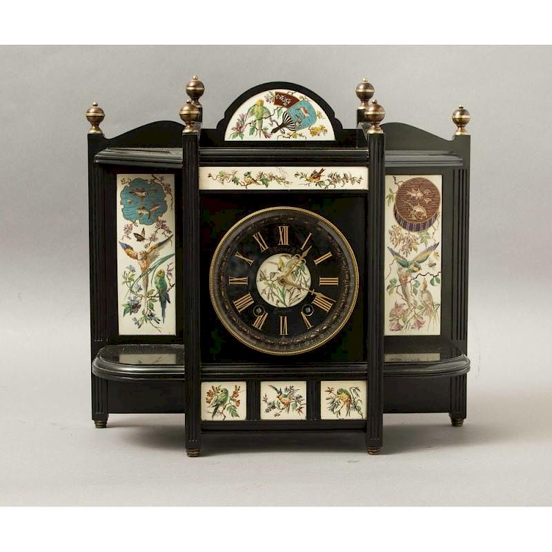 Appraisal: E Lourdelet Aesthetic Clock Exquisite Aesthetic mantel clock English ebonized