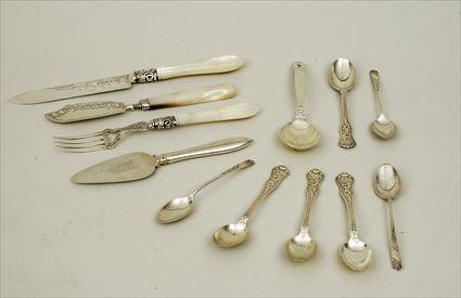 Appraisal: Victorian Silver and Mother-of-Pearl Handled Fish Fork Fish Knife and