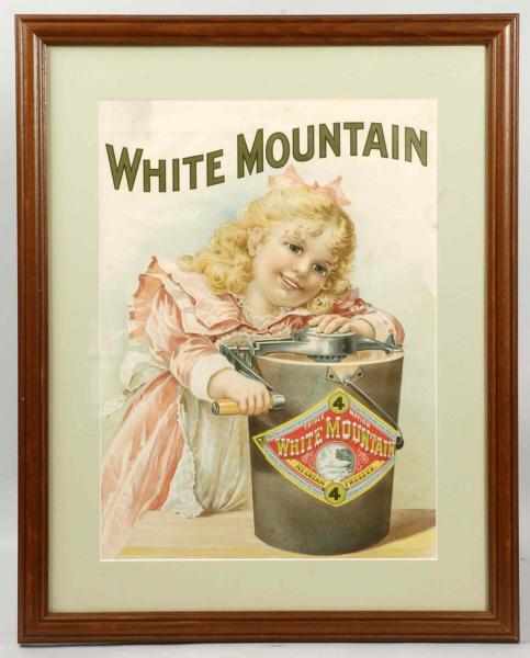 Appraisal: Paper White Mountain Ice Cream Sign Description Nice image of