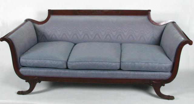 Appraisal: Duncan Phyfe Mahogany Period Style Sofa swag and garland motif