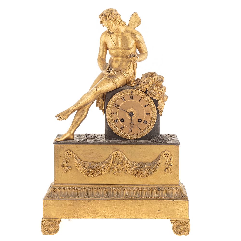 Appraisal: French Empire Gilt Patinated Bronze Mantel Clock Circa - gilt