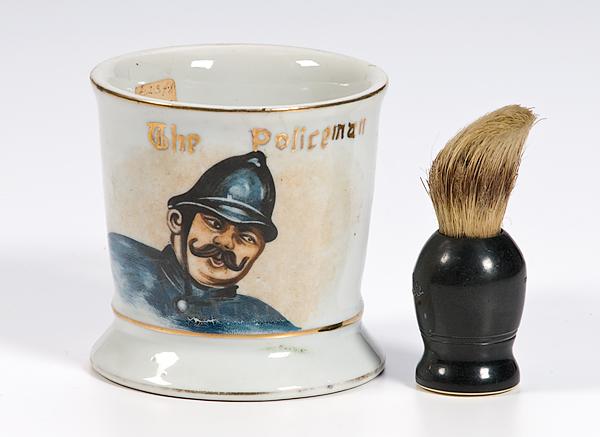 Appraisal: OCCUPATIONAL POLICEMAN SHAVING MUG Newer mug porcelain shaving mug with