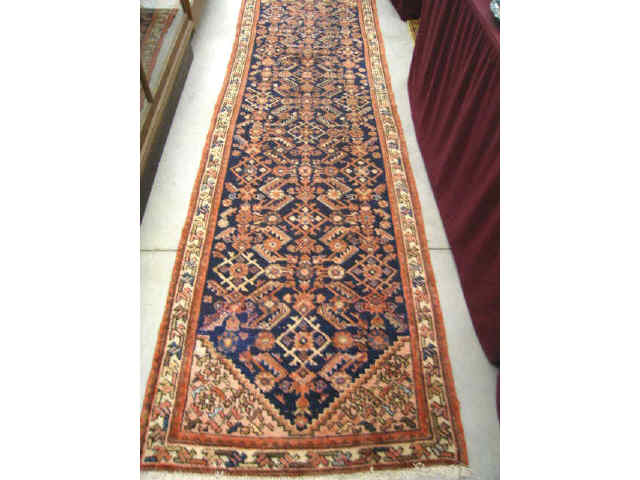 Appraisal: Malayer Persian Handmade Runner overall geometric floral on deep blue